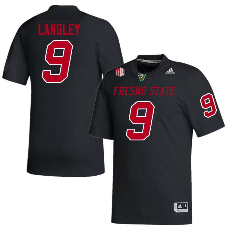 Men #9 Malachi Langley Fresno State Bulldogs College Football Jerseys Stitched-Black